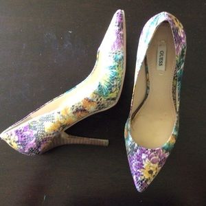 Guess multi colour floral heels